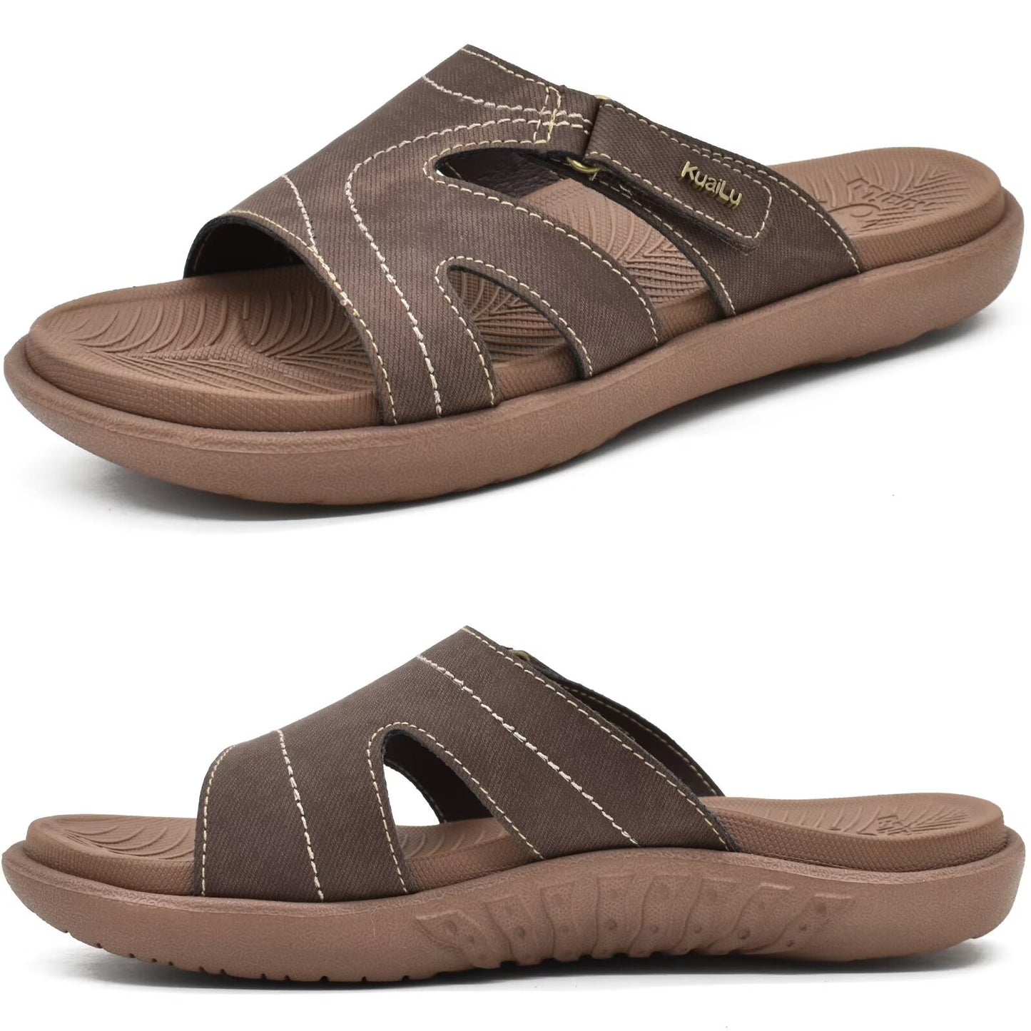KuaiLu Womens Fashion Orthotic Slides Ladies Lightweight Athletic Yoga Mat Sandals Slip On Thick Cushion Slippers Sandals With Comfortable Plantar Fasciitis Arch Support