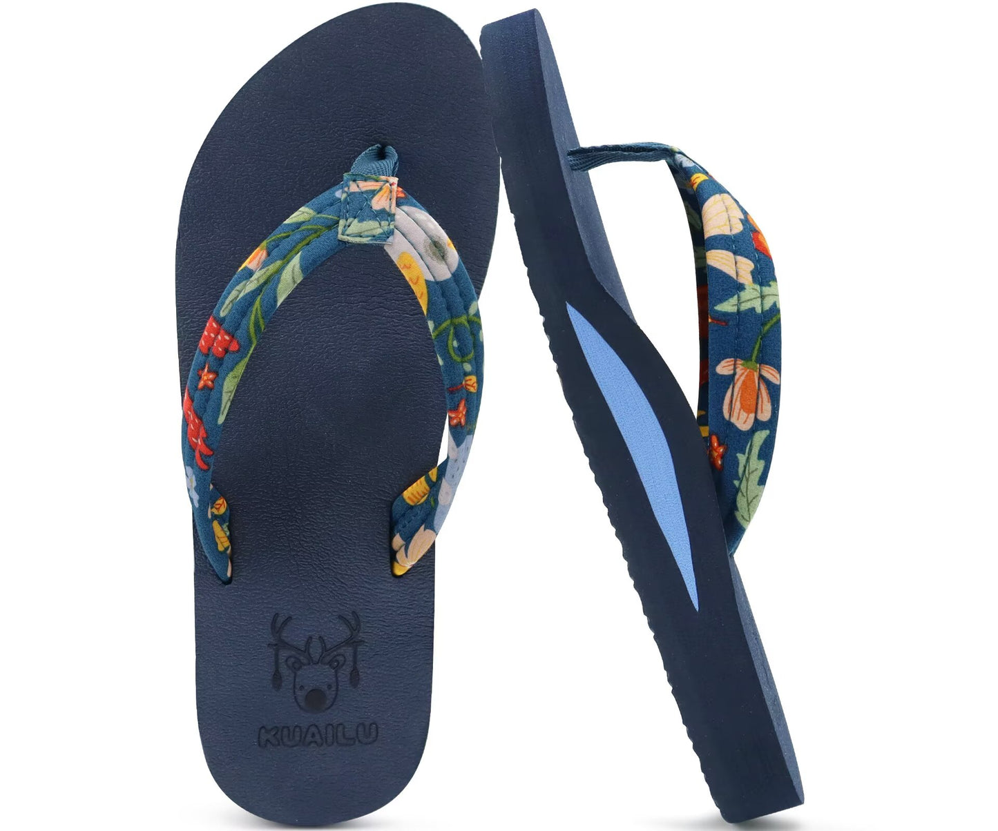 KuaiLu Womens Arch Support Flip Flops Ladies Comfort Lightweight Soft Yoga Mat Cushion Walking Thong Sandals