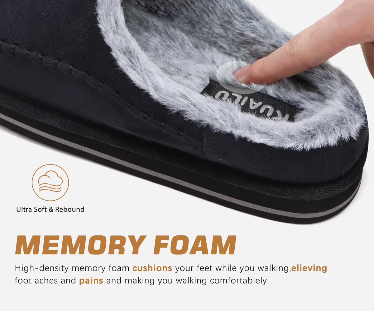 KuaiLu Mens Slippers Orthopedic Arch Support Suede Fluff Plush Home Shoes Comfortable Plantar Fasciitis Slip-on Bedroom Warm House Garden Footwear Fuzzy Clogs Slippers Indoor Outdoor Pantuflas