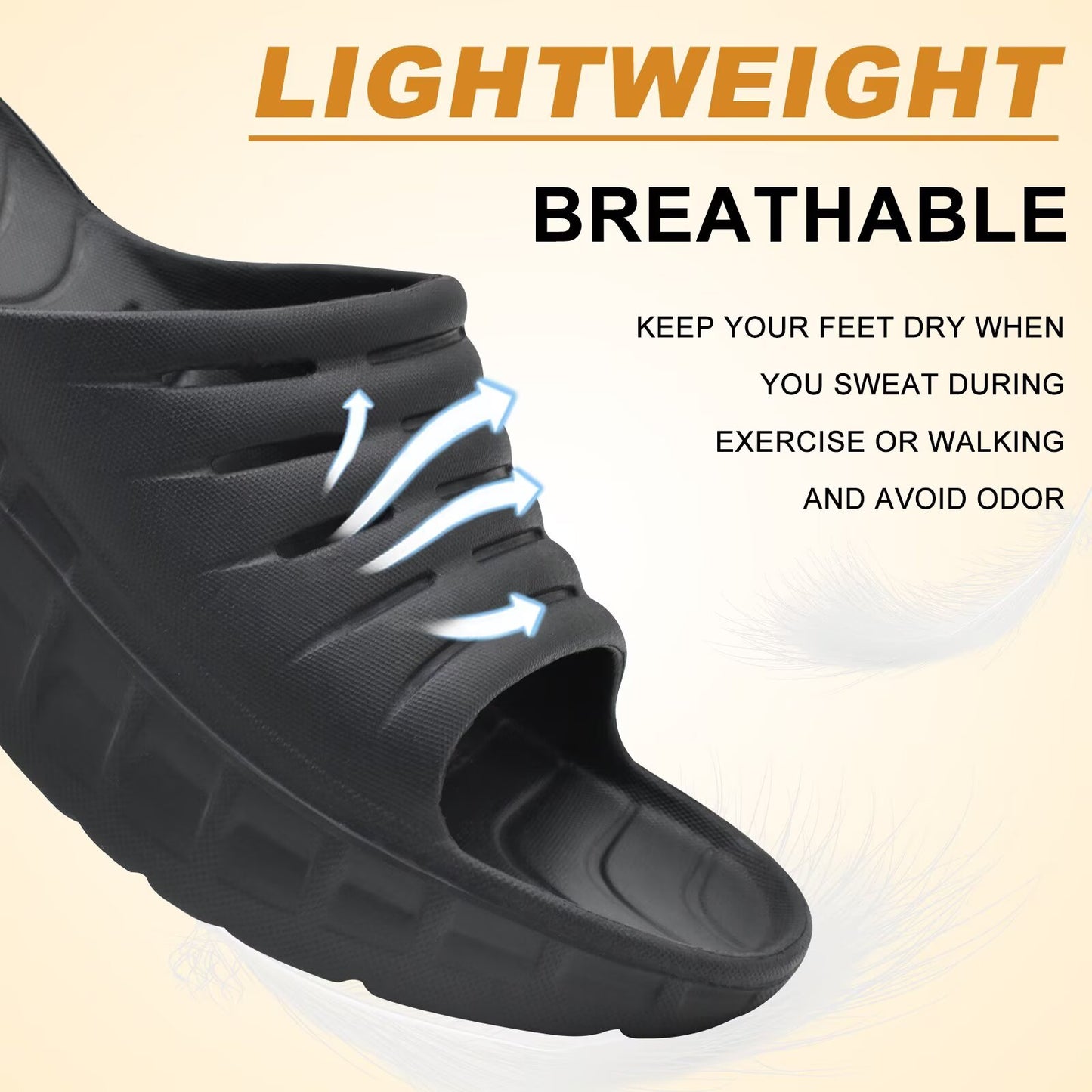 KuaiLu Mens Recovery Sandals Orthotic Thick Cushion Open Toe Sport Slides With Comfortable Plantar Fasciitis Arch Support, Reduces Stress on Feet, Joints & Back Post-Exercise