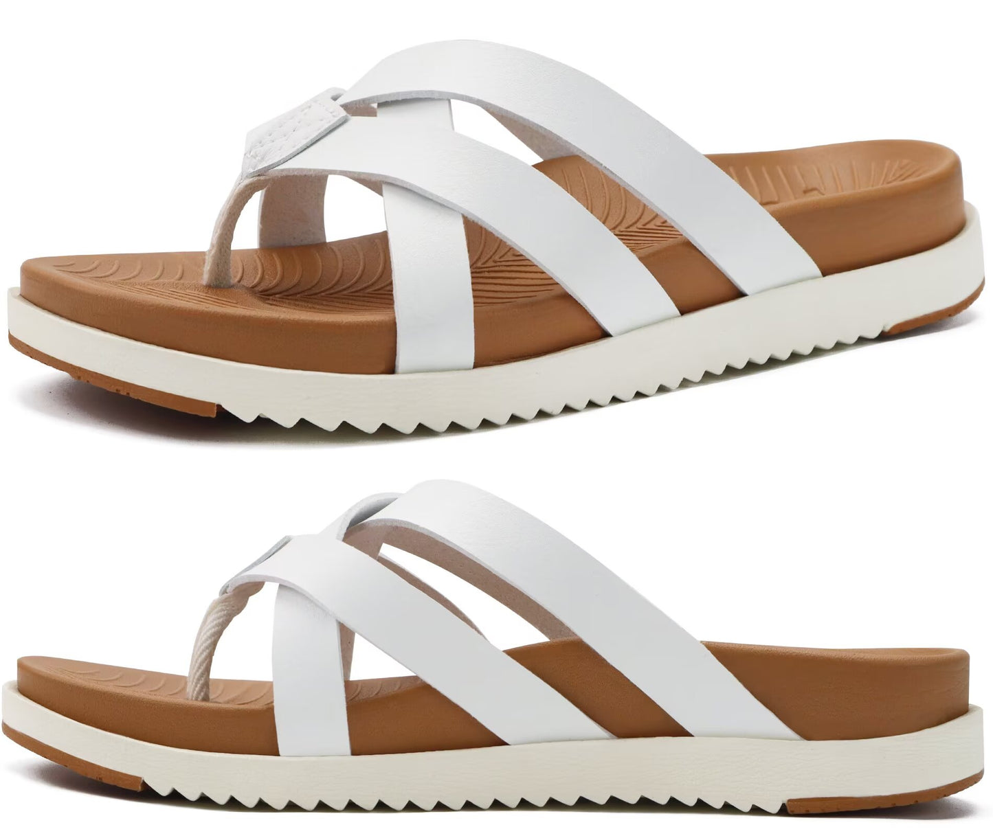 KuaiLu Womens Dressy Orthotic Flip Flops Trendy Comfortable Cushion Recovery Walking Criss Cross Thong Sandals Lightweight Yoga Foam Summer Slides with Plantar Fasciitis Arch Support