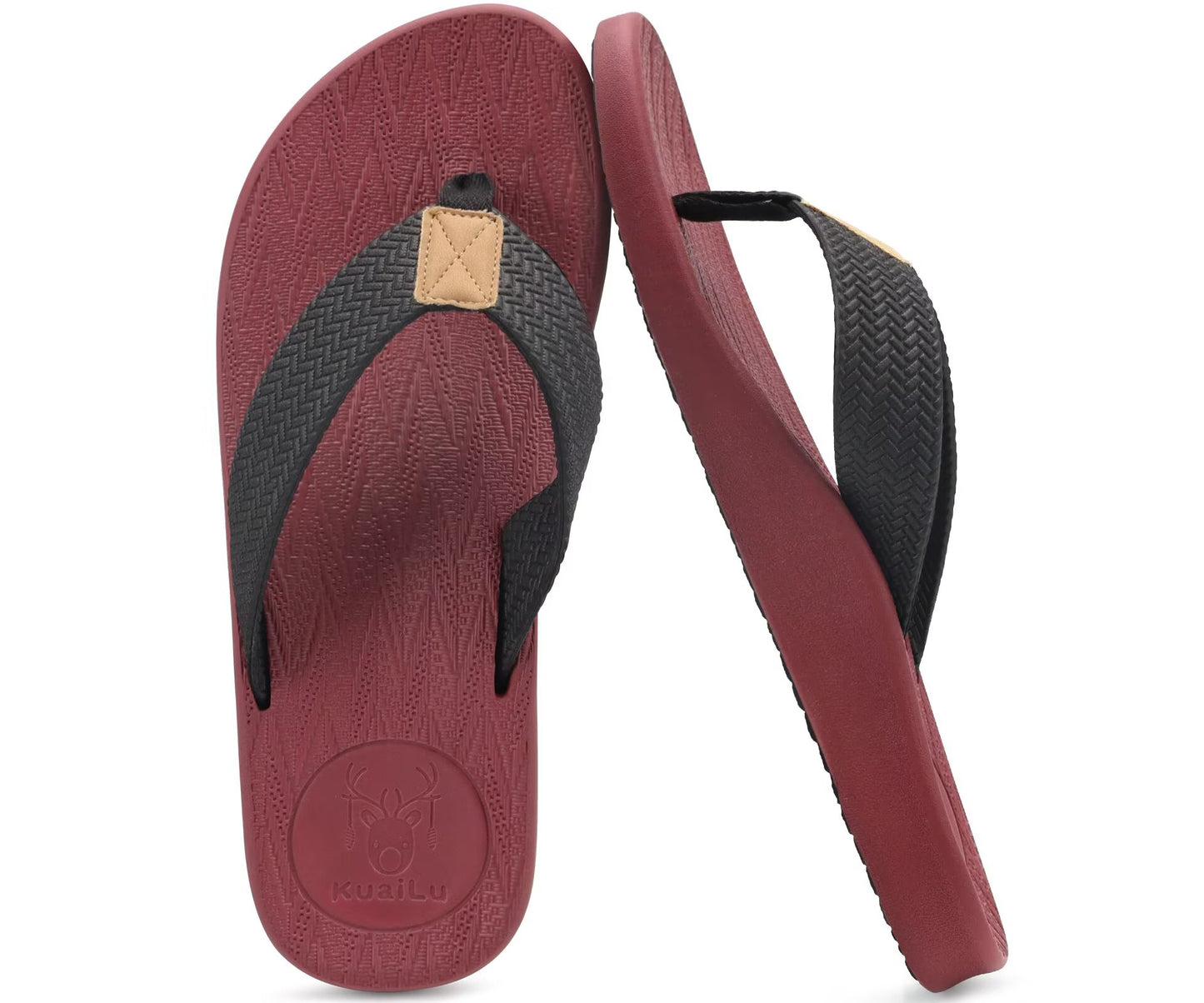 KuaiLu Mens Flip Flops Arch Support Comfortable Cushion Walking Waterproof Thong Sandals Lightweight Yoga Foam Summer Beach