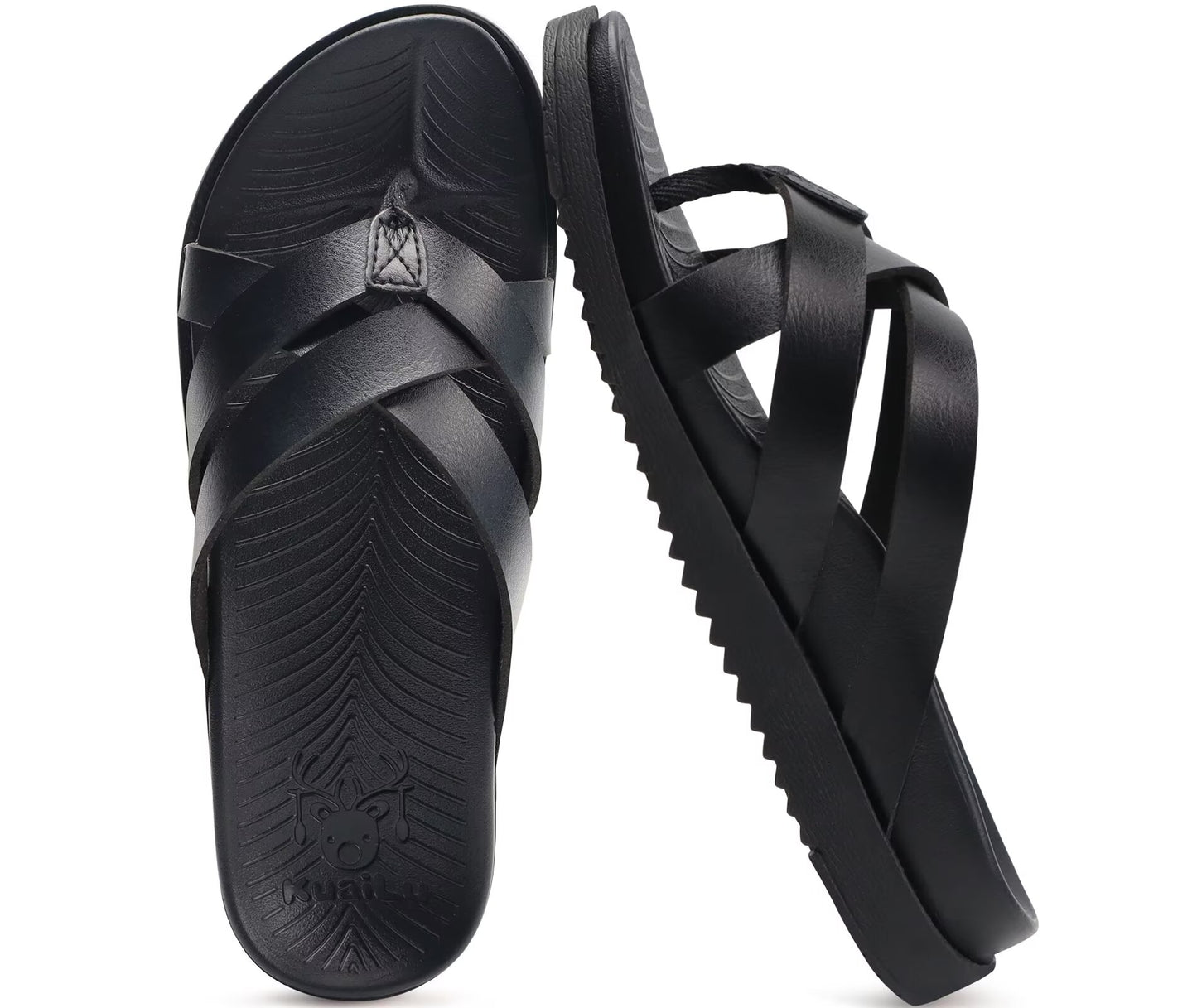 KuaiLu Womens Dressy Orthotic Flip Flops Trendy Comfortable Cushion Recovery Walking Criss Cross Thong Sandals Lightweight Yoga Foam Summer Slides with Plantar Fasciitis Arch Support