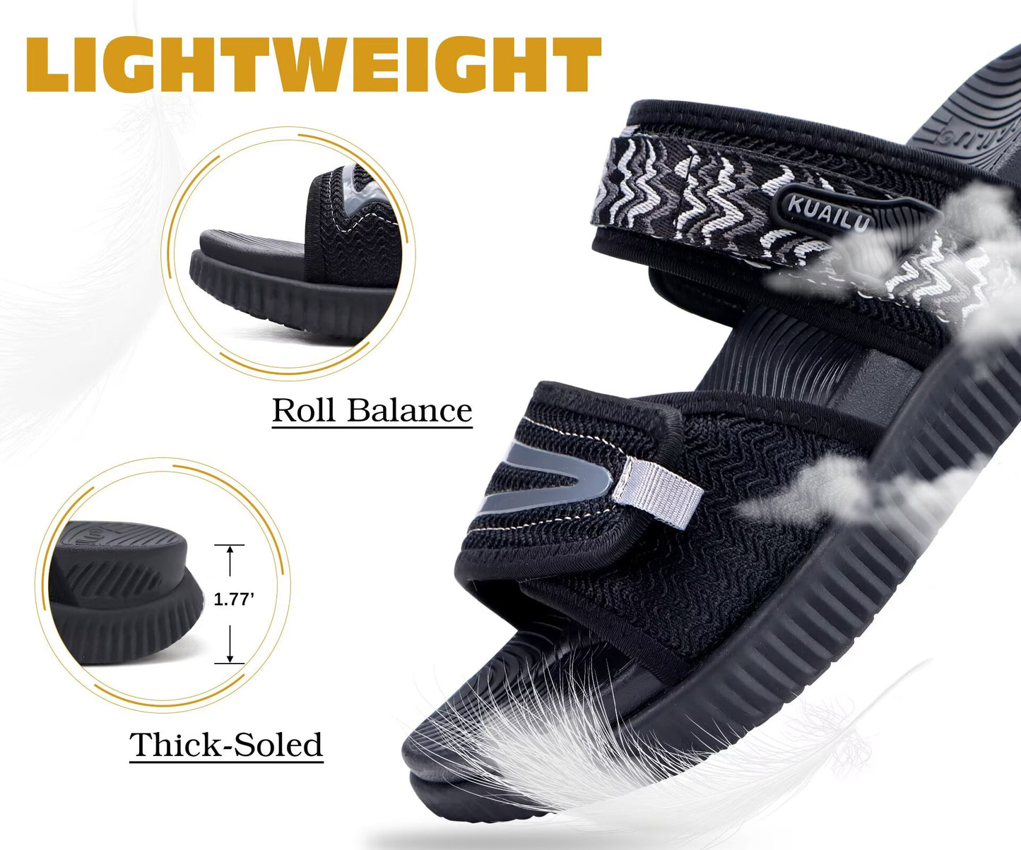 KuaiLu Womens Fashion Orthotic Slides Ladies Athletic Thick Cushion Recovery Sandals Adjustable Strap Slip On Walking Sandles With Comfortable Plantar Fasciitis Arch Support