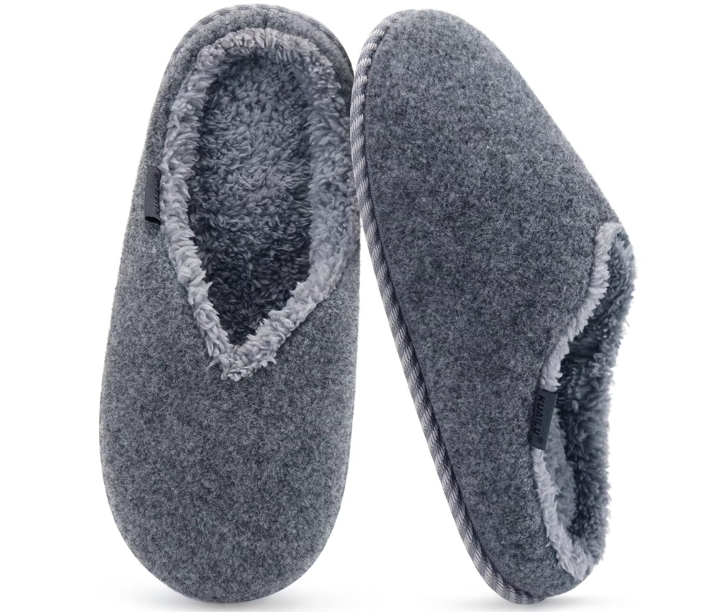 KuaiLu Womens Supportive Memory Foam Slippers Felt Fuzzy Lined Heel Cushion Lightweight House Shoes for Indoor Outdoor