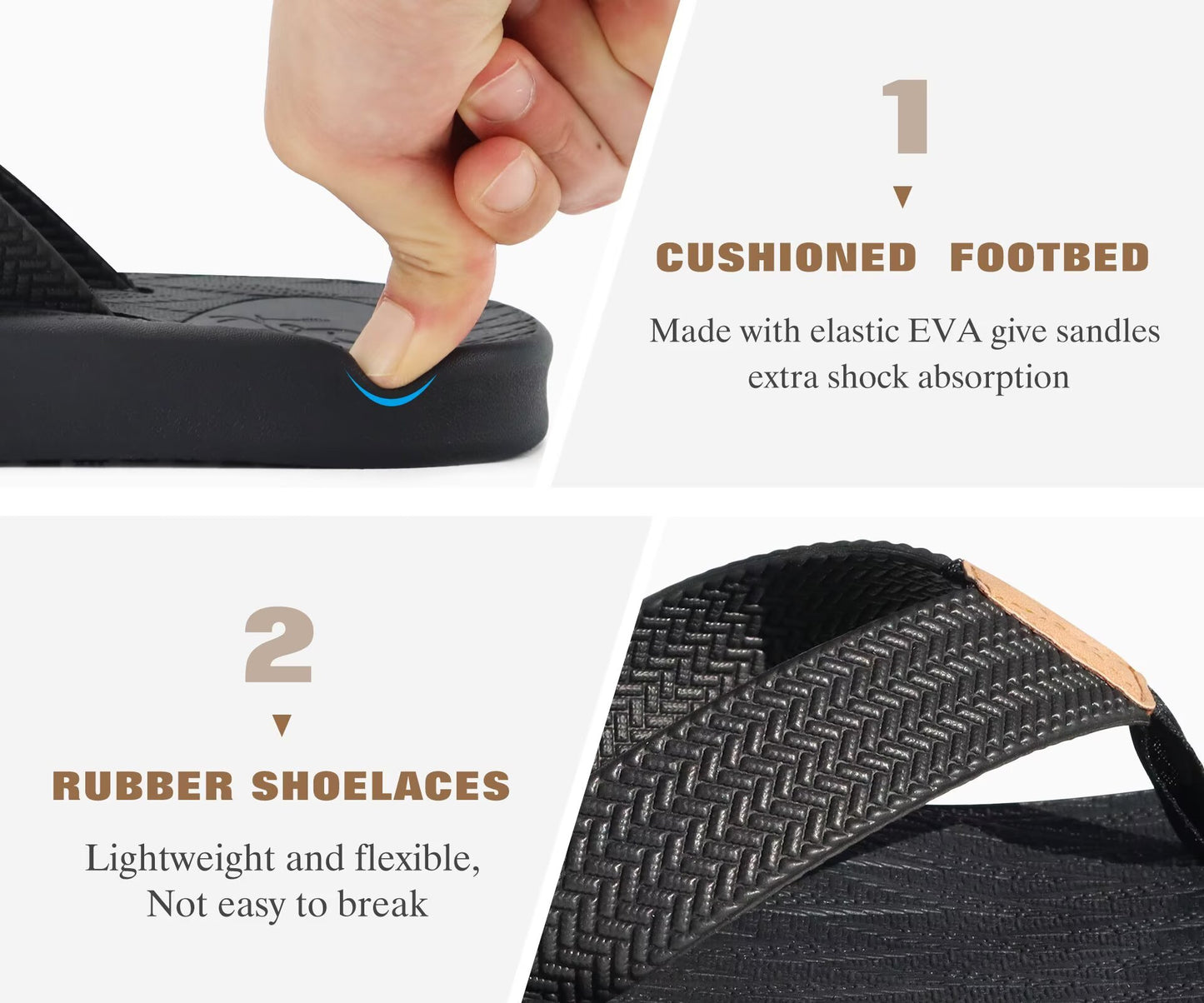 KuaiLu Mens Flip Flops Arch Support Comfortable Cushion Walking Waterproof Thong Sandals Lightweight Yoga Foam Summer Beach