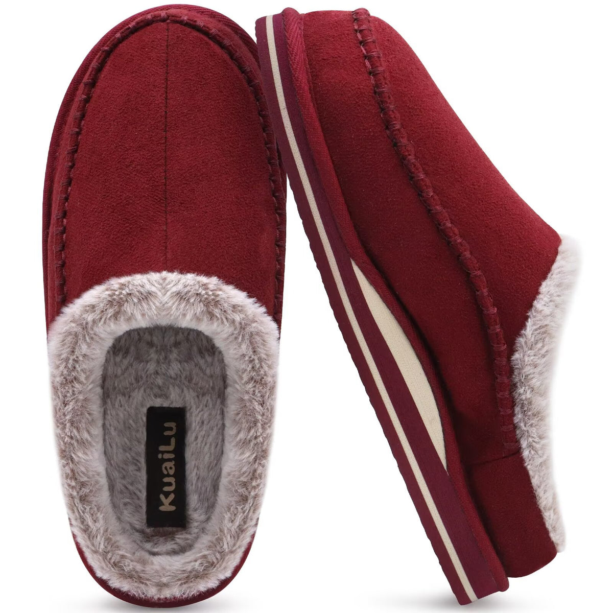 KuaiLu Mens Slippers Orthopedic Arch Support Suede Fluff Plush Home Shoes Comfortable Plantar Fasciitis Slip-on Bedroom Warm House Garden Footwear Fuzzy Clogs Slippers Indoor Outdoor Pantuflas