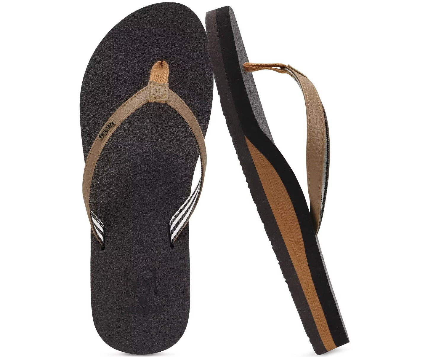 KuaiLu Womens Arch Support Flip Flops Comfortable Yoga Mat Slip on Summer Beach Walking Thong Cushion Sandals
