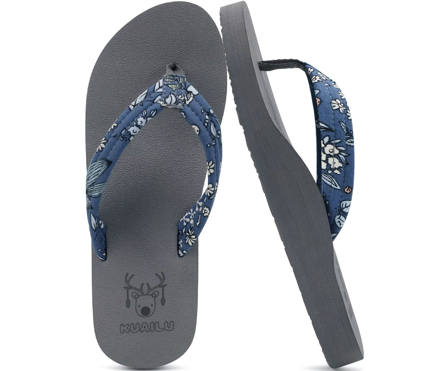 KuaiLu Womens Arch Support Flip Flops Ladies Comfort Lightweight Soft Yoga Mat Cushion Walking Thong Sandals
