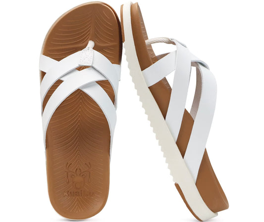 KuaiLu Womens Dressy Orthotic Flip Flops Trendy Comfortable Cushion Recovery Walking Criss Cross Thong Sandals Lightweight Yoga Foam Summer Slides with Plantar Fasciitis Arch Support