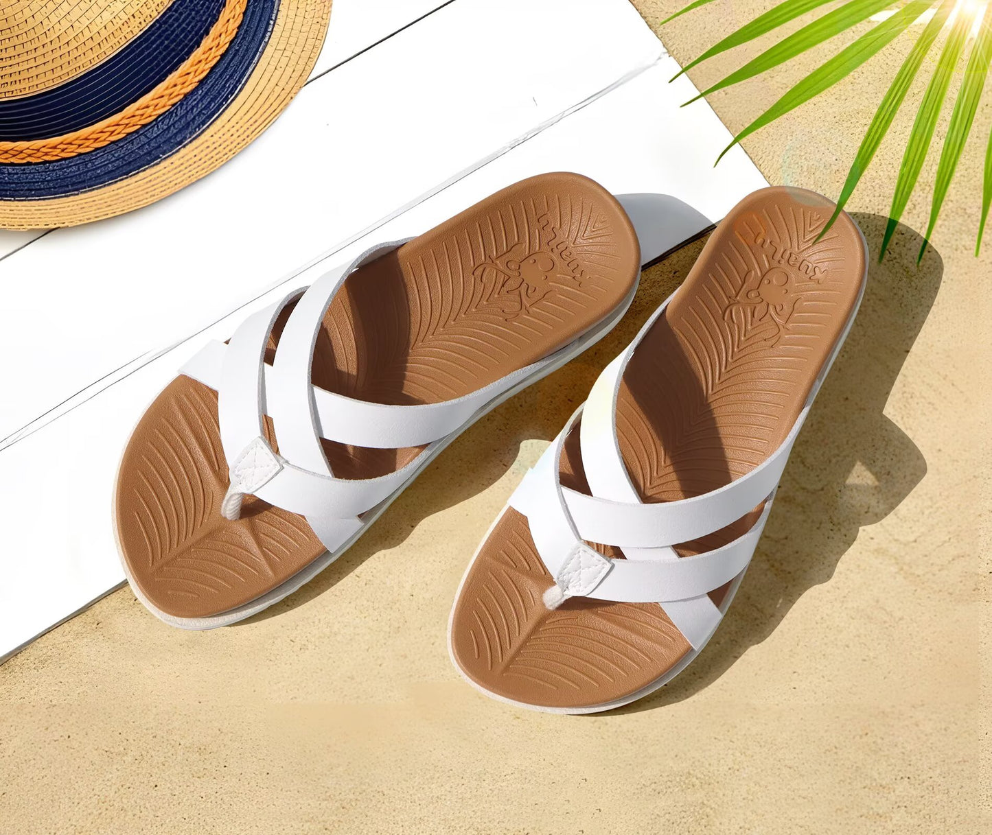 KuaiLu Womens Dressy Orthotic Flip Flops Trendy Comfortable Cushion Recovery Walking Criss Cross Thong Sandals Lightweight Yoga Foam Summer Slides with Plantar Fasciitis Arch Support