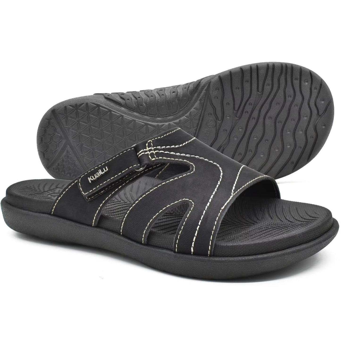 KuaiLu Womens Fashion Orthotic Slides Ladies Lightweight Athletic Yoga Mat Sandals Slip On Thick Cushion Slippers Sandals With Comfortable Plantar Fasciitis Arch Support
