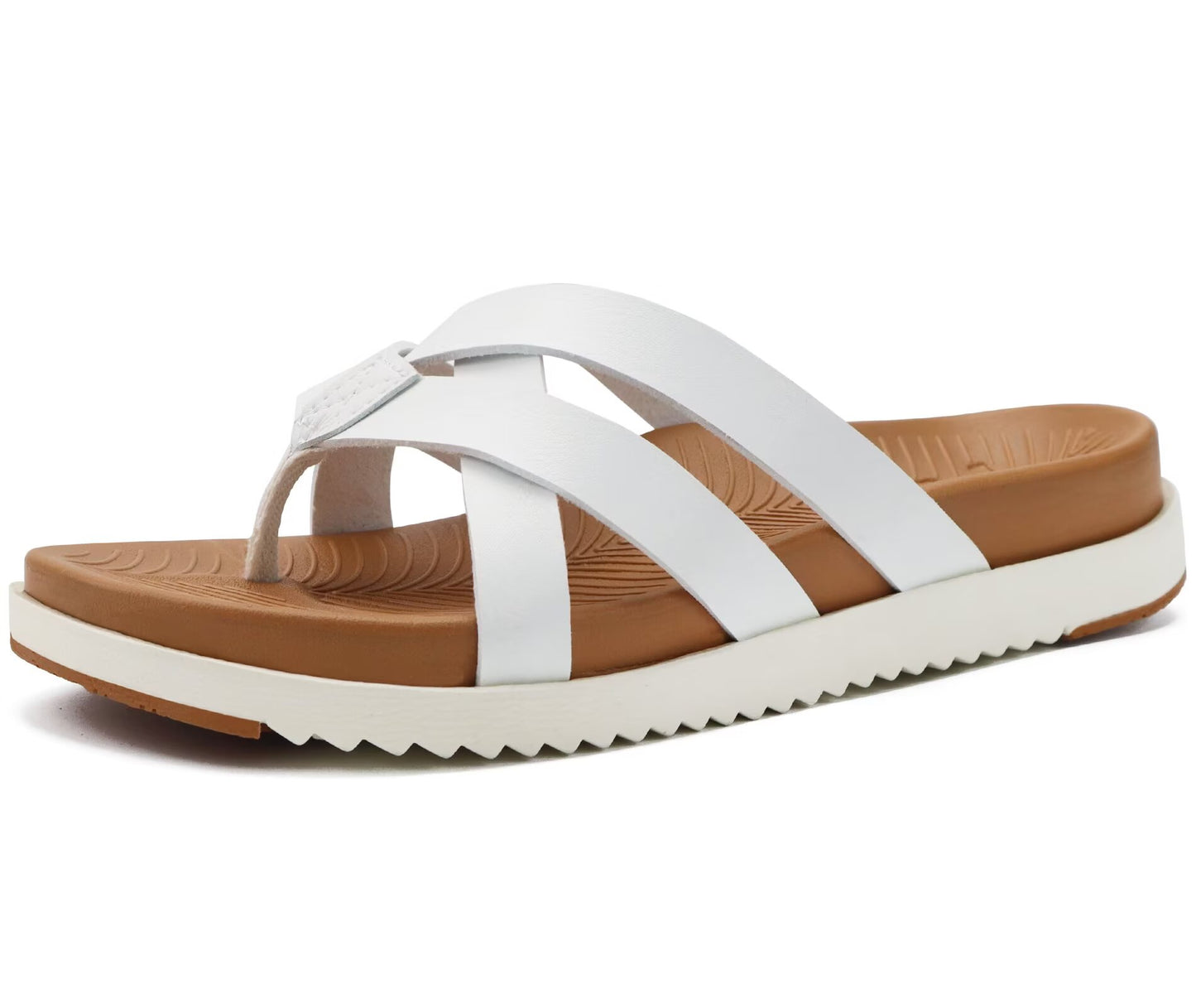 KuaiLu Womens Dressy Orthotic Flip Flops Trendy Comfortable Cushion Recovery Walking Criss Cross Thong Sandals Lightweight Yoga Foam Summer Slides with Plantar Fasciitis Arch Support