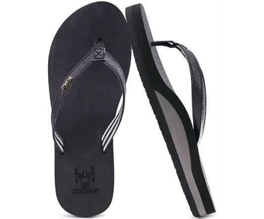 KuaiLu Womens Arch Support Flip Flops Comfortable Yoga Mat Slip on Summer Beach Walking Thong Cushion Sandals