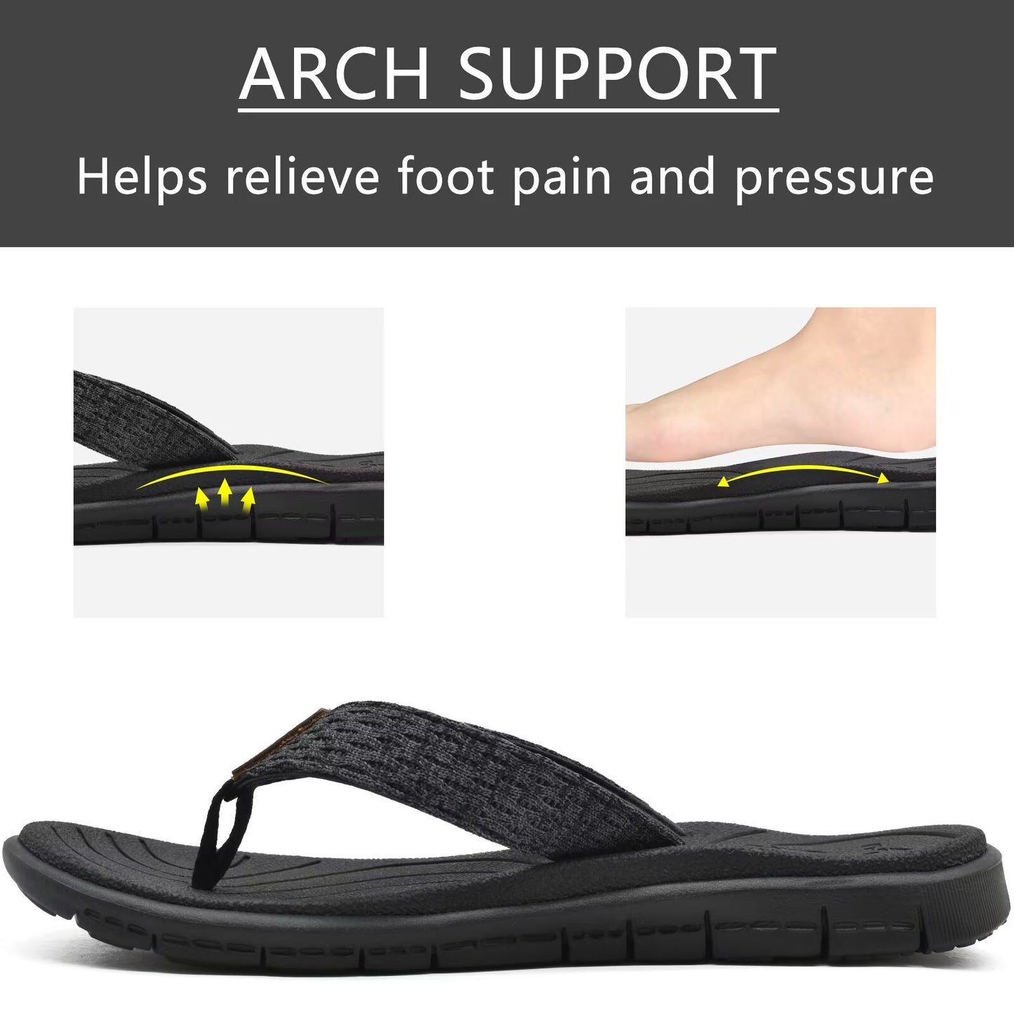 KuaiLu Womens Casual Flip Flops Yoga Mat Comfortable Cushion Arch Support Walking Thong Sandals Lightweight Non-Slip