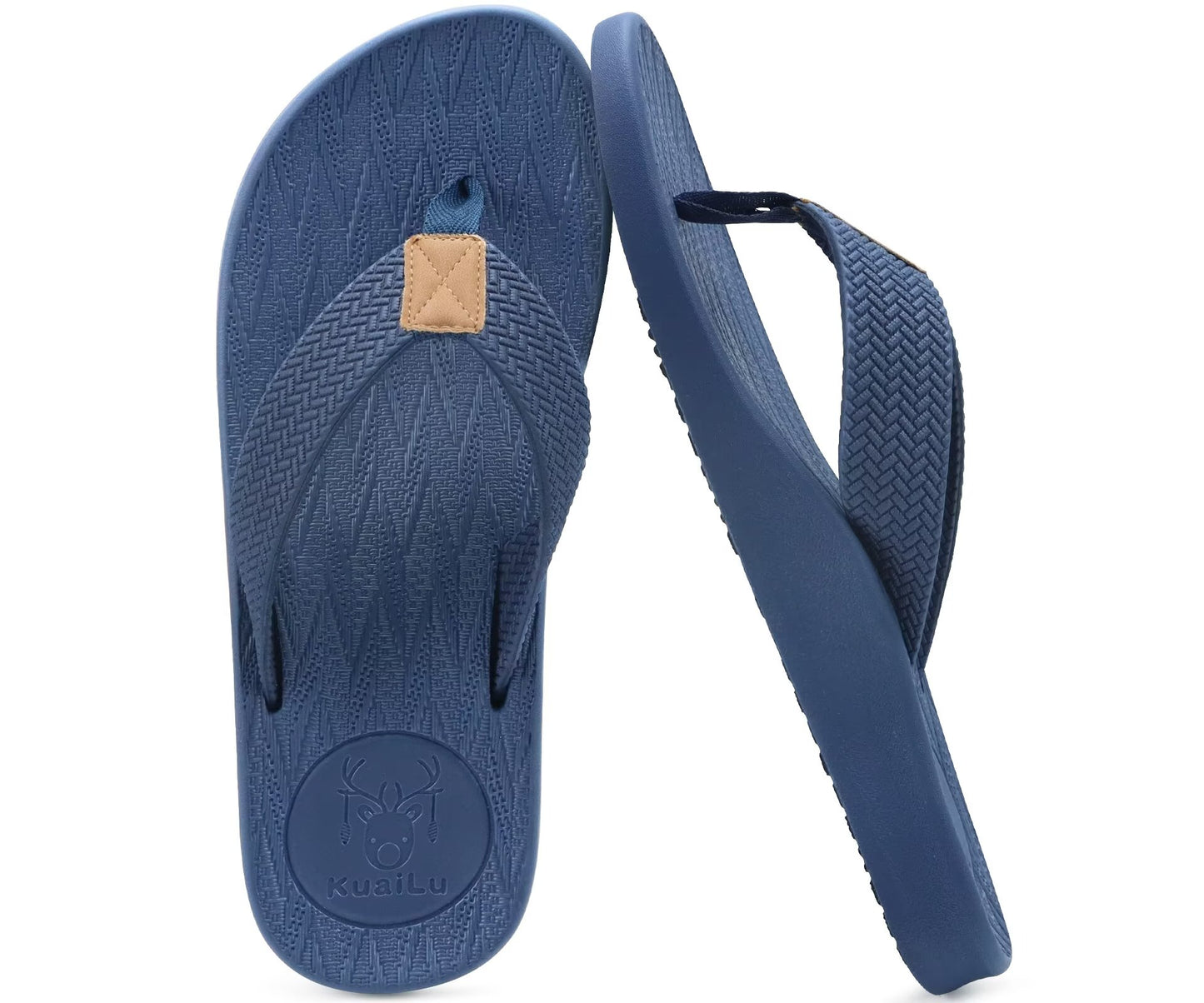 KuaiLu Mens Flip Flops Arch Support Comfortable Cushion Walking Waterproof Thong Sandals Lightweight Yoga Foam Summer Beach