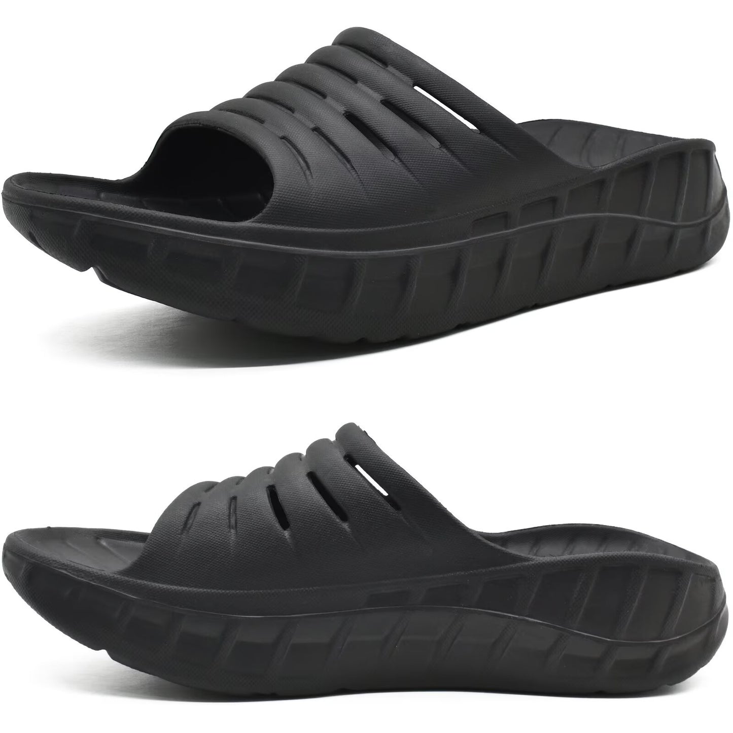 KuaiLu Mens Recovery Sandals Orthotic Thick Cushion Open Toe Sport Slides With Comfortable Plantar Fasciitis Arch Support, Reduces Stress on Feet, Joints & Back Post-Exercise
