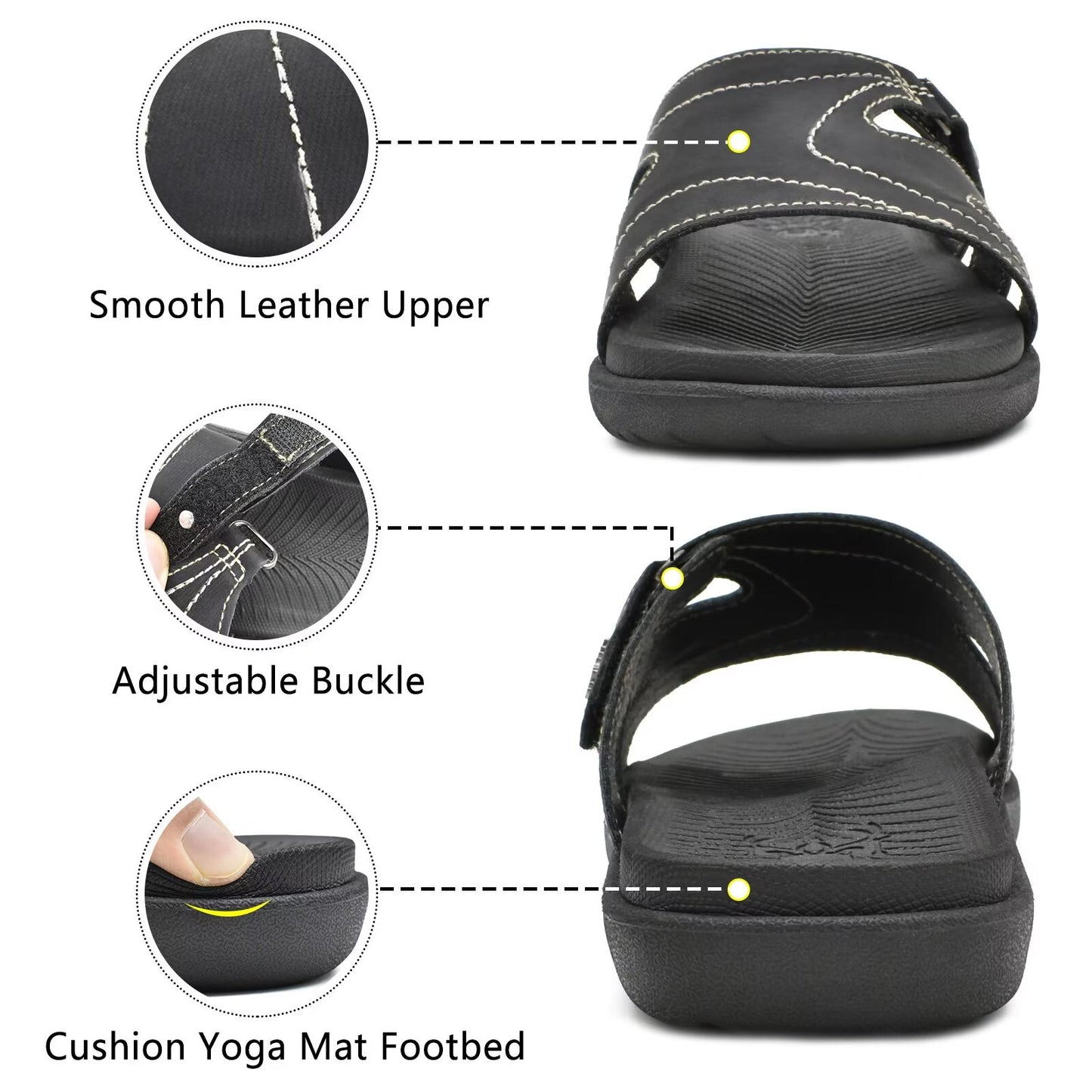 KuaiLu Womens Fashion Orthotic Slides Ladies Lightweight Athletic Yoga Mat Sandals Slip On Thick Cushion Slippers Sandals With Comfortable Plantar Fasciitis Arch Support