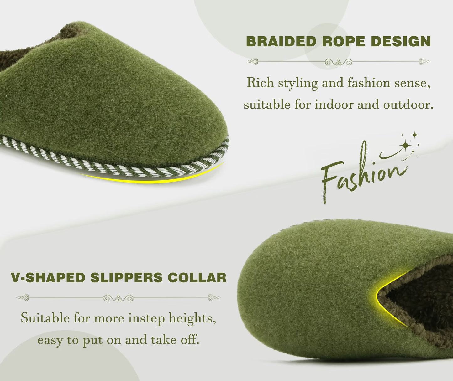 KuaiLu Womens Supportive Memory Foam Slippers Felt Fuzzy Lined Heel Cushion Lightweight House Shoes for Indoor Outdoor