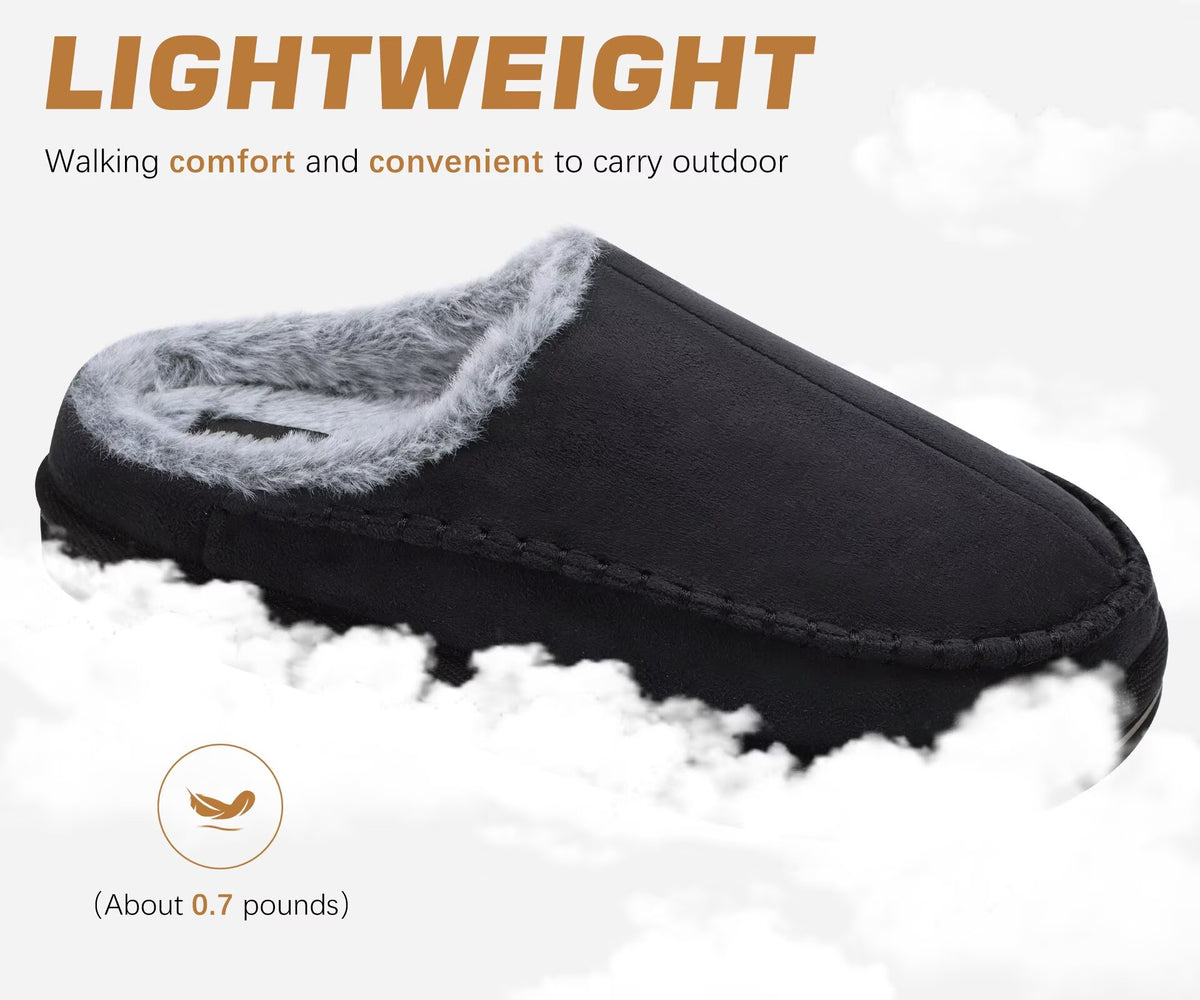 KuaiLu Mens Slippers Orthopedic Arch Support Suede Fluff Plush Home Shoes Comfortable Plantar Fasciitis Slip-on Bedroom Warm House Garden Footwear Fuzzy Clogs Slippers Indoor Outdoor Pantuflas