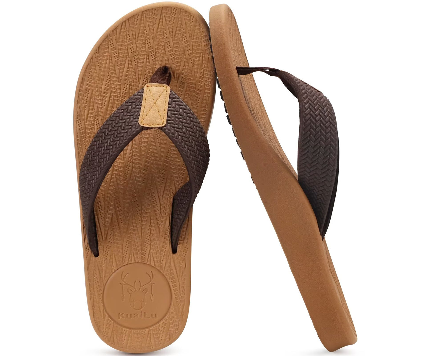 KuaiLu Mens Flip Flops Arch Support Comfortable Cushion Walking Waterproof Thong Sandals Lightweight Yoga Foam Summer Beach