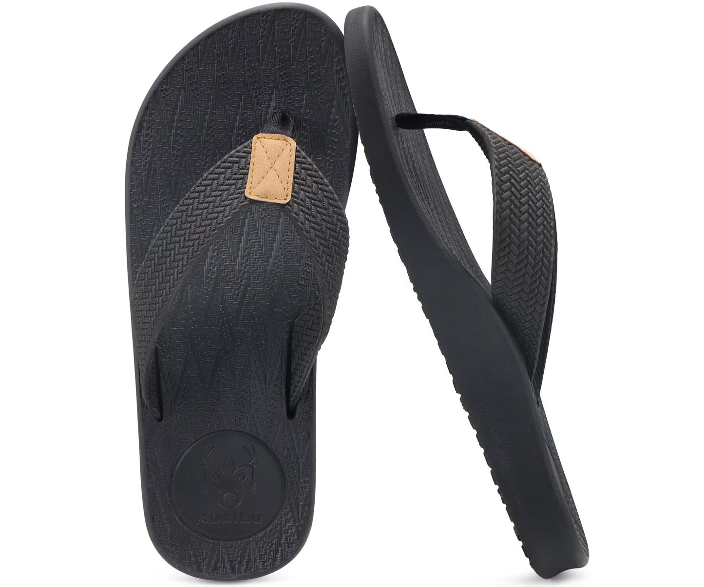 KuaiLu Mens Flip Flops Arch Support Comfortable Cushion Walking Waterproof Thong Sandals Lightweight Yoga Foam Summer Beach
