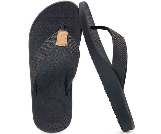 KuaiLu Mens Flip Flops Arch Support Comfortable Cushion Walking Waterproof Thong Sandals Lightweight Yoga Foam Summer Beach