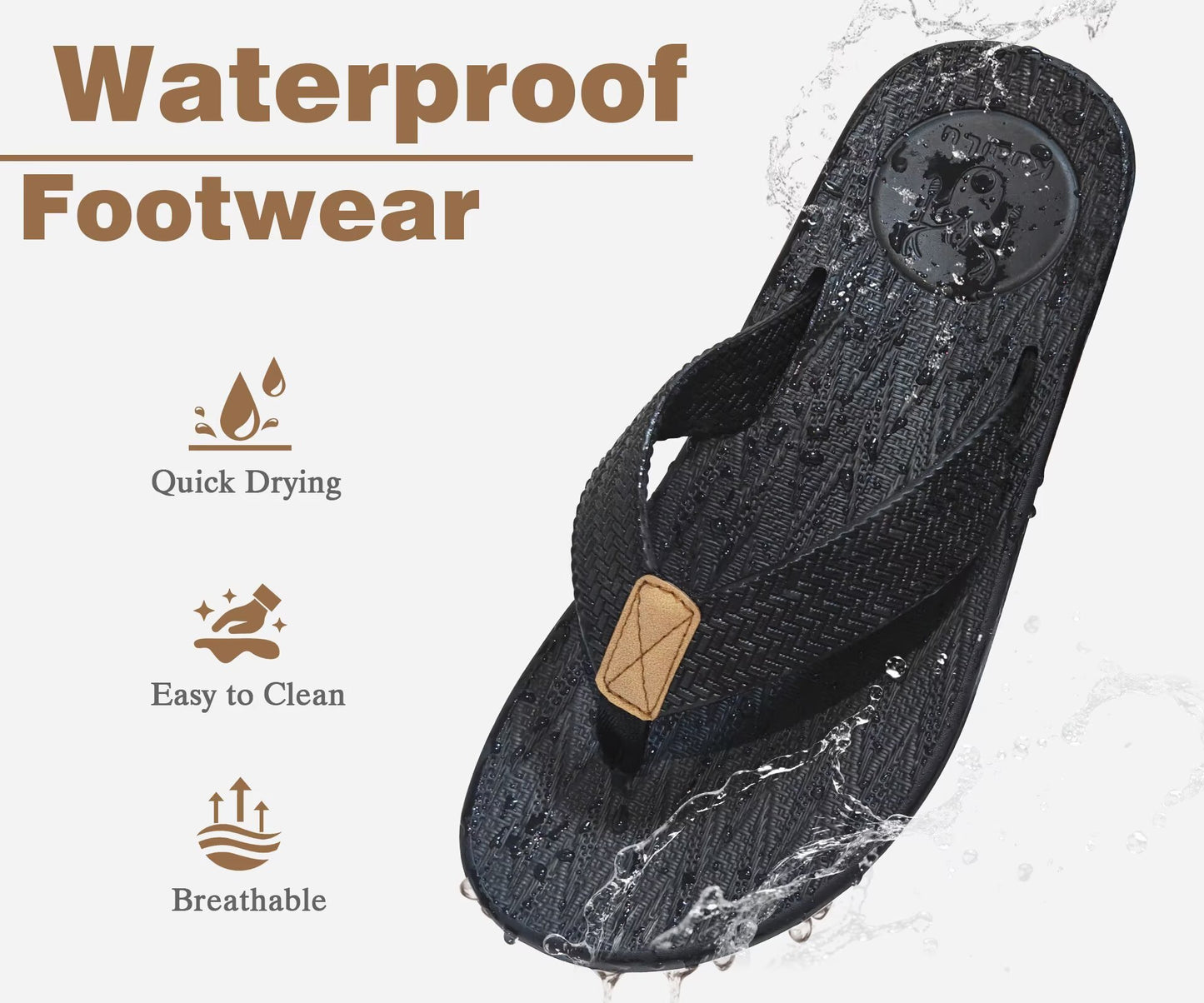 KuaiLu Mens Flip Flops Arch Support Comfortable Cushion Walking Waterproof Thong Sandals Lightweight Yoga Foam Summer Beach
