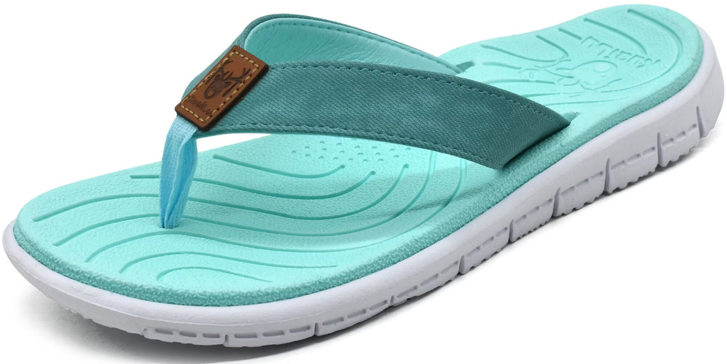 KuaiLu Womens Casual Flip Flops Yoga Mat Comfortable Cushion Arch Support Walking Thong Sandals Lightweight Non-Slip