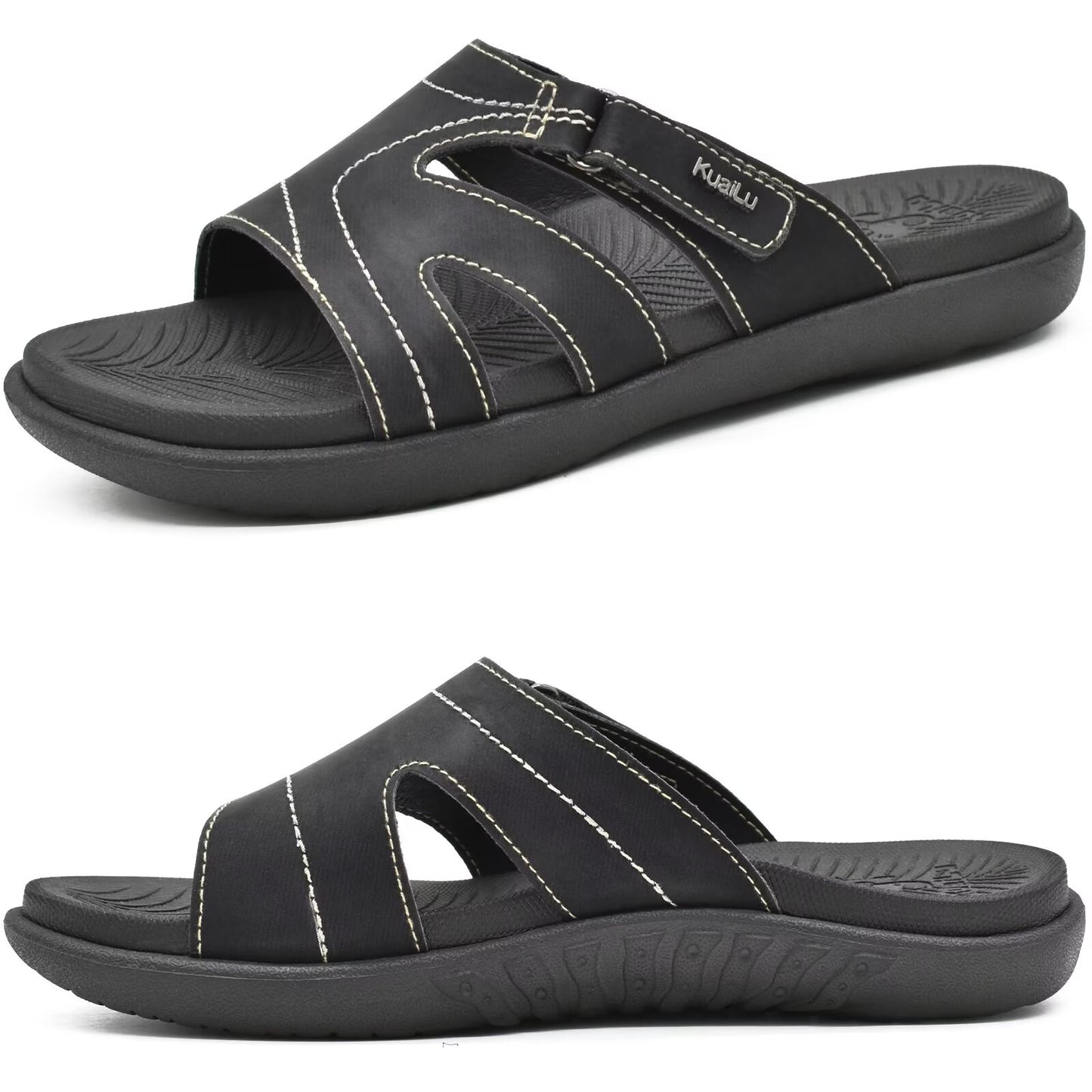 KuaiLu Womens Fashion Orthotic Slides Ladies Lightweight Athletic Yoga Mat Sandals Slip On Thick Cushion Slippers Sandals With Comfortable Plantar Fasciitis Arch Support