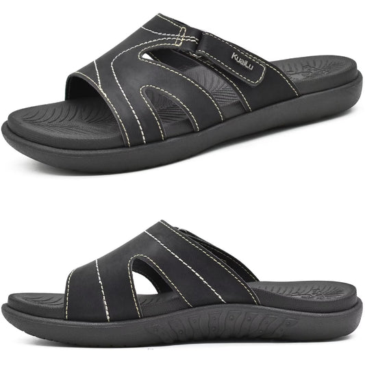 KuaiLu Womens Fashion Orthotic Slides Ladies Lightweight Athletic Yoga Mat Sandals Slip On Thick Cushion Slippers Sandals With Comfortable Plantar Fasciitis Arch Support