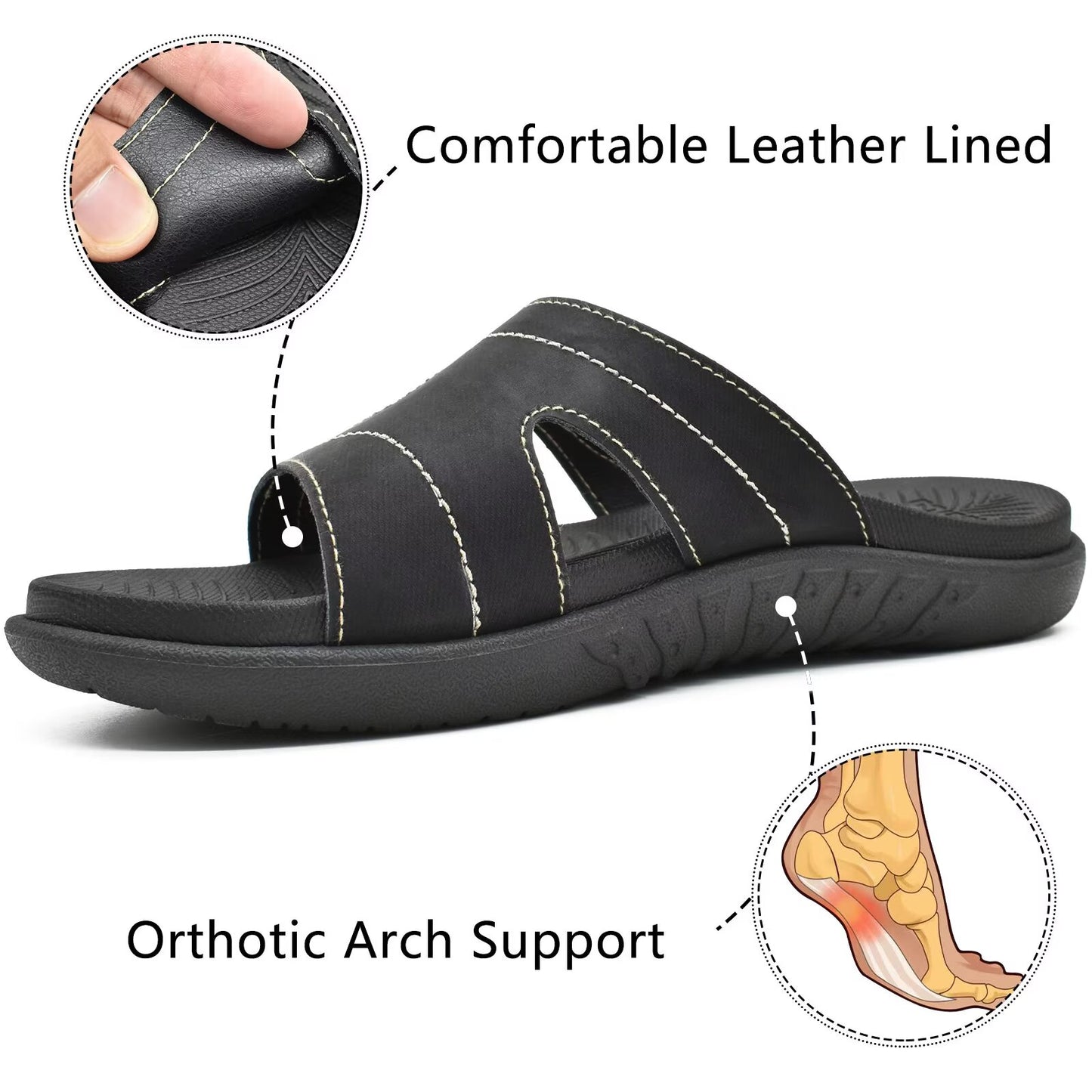 KuaiLu Womens Fashion Orthotic Slides Ladies Lightweight Athletic Yoga Mat Sandals Slip On Thick Cushion Slippers Sandals With Comfortable Plantar Fasciitis Arch Support
