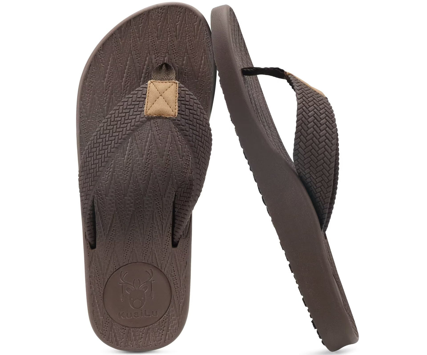 KuaiLu Mens Flip Flops Arch Support Comfortable Cushion Walking Waterproof Thong Sandals Lightweight Yoga Foam Summer Beach