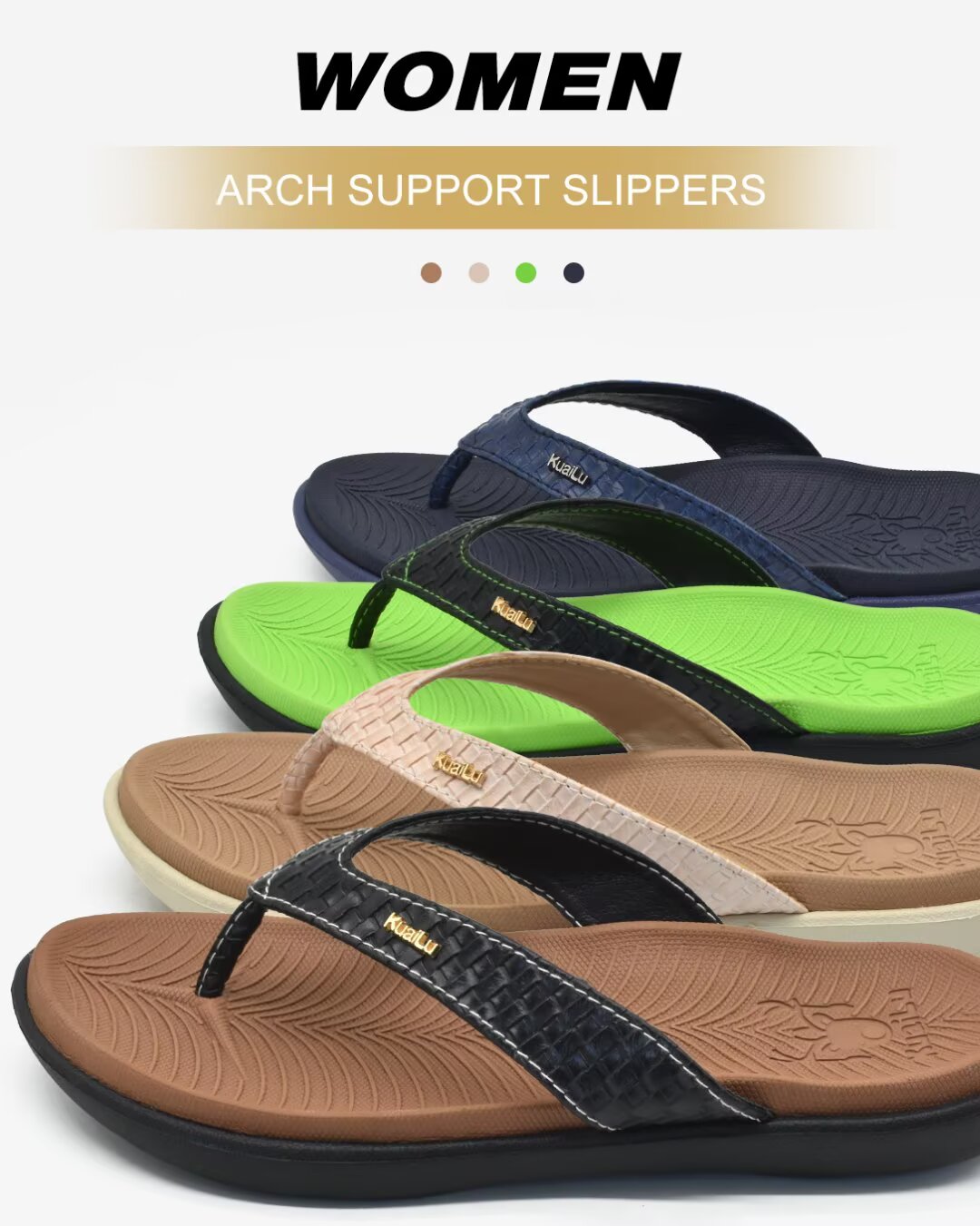 KuaiLu Womens Flip Flops Ladies Yoga Mat Comfortable Walking Thong Sandals With Plantar Fasciitis Arch Support Slip On Indoor Outdoor For Summer