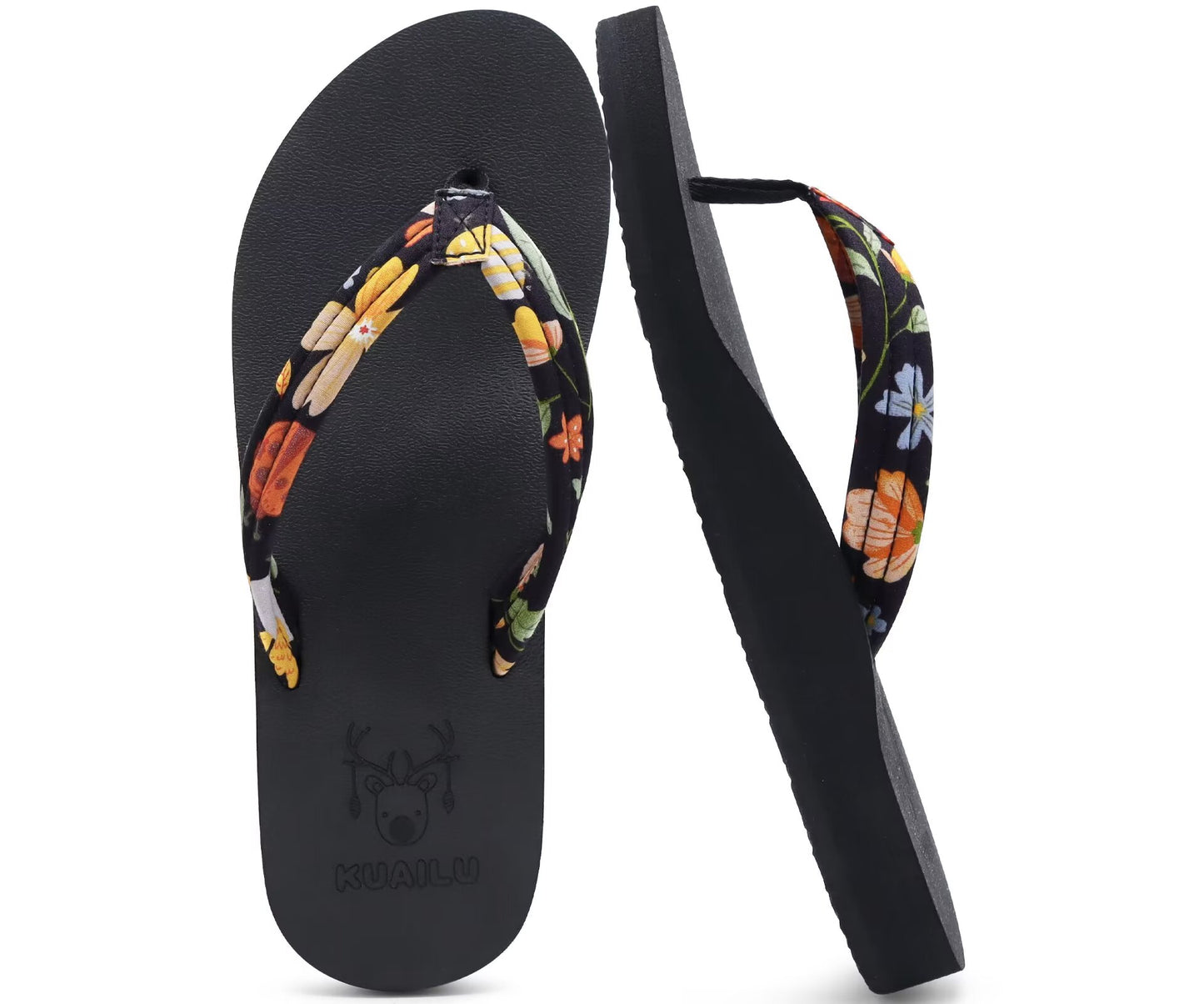 KuaiLu Womens Arch Support Flip Flops Ladies Comfort Lightweight Soft Yoga Mat Cushion Walking Thong Sandals