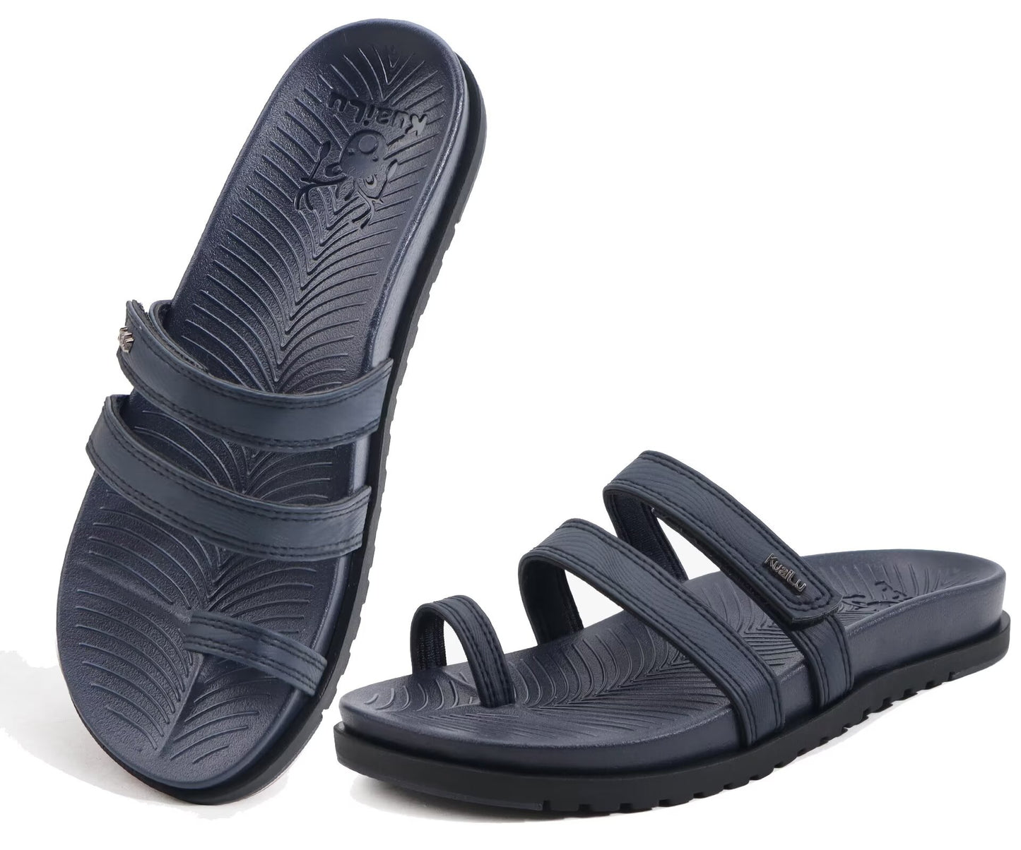 KuaiLu Womens Slides Sandals with Plantar Fasciitis Arch Support Fashion Comfort Adjustable Flat Sandals Ladies Lightweight Orthotic Slip on Sandals
